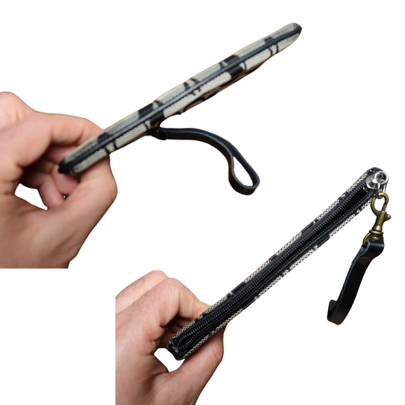 Coach Wristlet Wallet Signature C Jacquard & Leather Gray Groumet - Picture 3 of 10